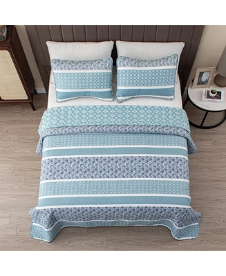 Linery & Co. Stripe Paisley Microfiber Quilt Set With Shams