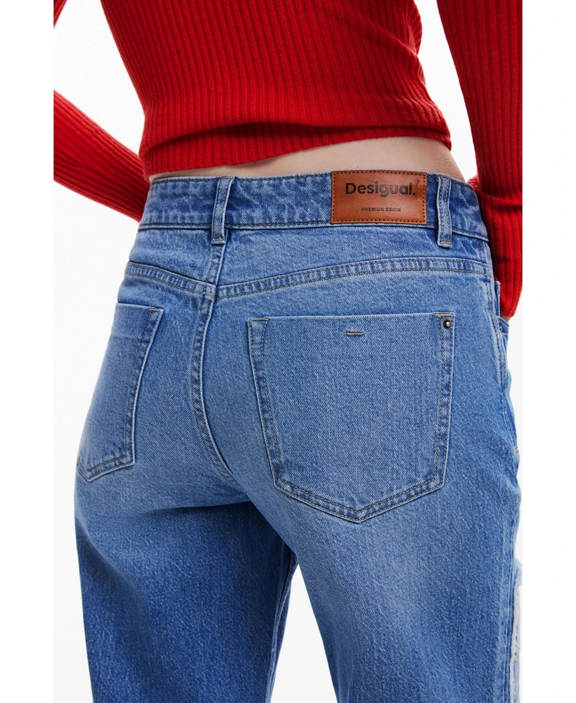 Desigual Women's Straight jeans with patches