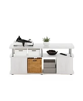 Furinno Modern Tv Stand Media Entertainment Center for Tv's up To 50" w/Open Storage Compartment for Living Room&Bedroom,White Oak