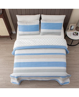 Linery & Co. Striped Microfiber Quilt Set With Shams