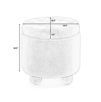 Round Velvet Storage Ottoman with Lid, Multi-Functional Tufted Footrest for Living Room & Bedroom-The Pop Home