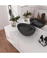 21x15 Inch Egg-Shaped Bathroom Cement Art Basin with Matching Pop-Up Drain - Durable, Stylish, and Easy to Clean