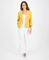 Kasper Women's Stretch Crepe Open-Front Roll-Sleeve Jacket