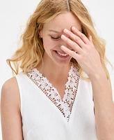 Charter Club Women's Lace-Trim 100% Linen Mini Dress, Exclusively at Macy's