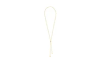 Beaded Chain Lariat Necklace with Cz Accent