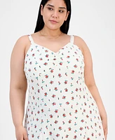 Absolutely Famous Trendy Plus Floral Pucker Fit & Flare Dress
