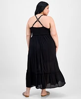 Absolutely Famous Trendy Plus Smocked X-Back Maxi Dress