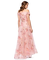 Betsy & Adam Women's Off-The-Shoulder Floral Organza Ball Gown