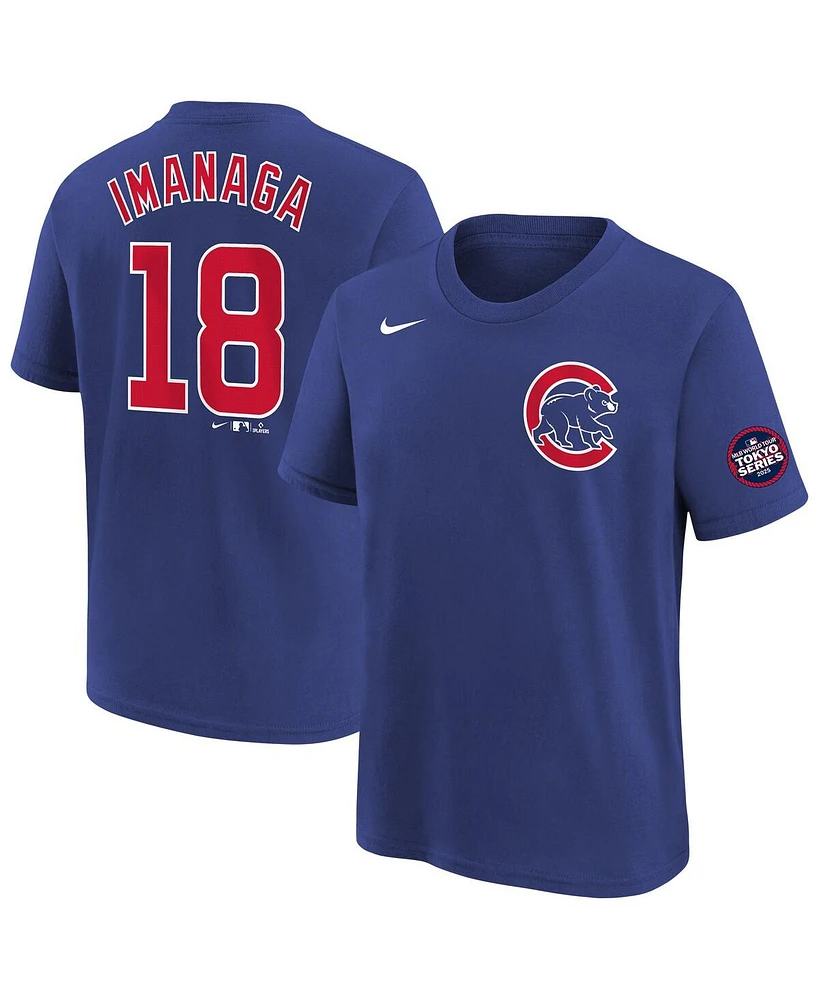 Nike Big Boys and Girls Shota Imanaga Royal Chicago Cubs 2025 Mlb World Tour: Tokyo Series Name Number T-Shirt