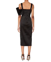 White Tie by Shani Women's Bow-Trim Satin Midi Dress