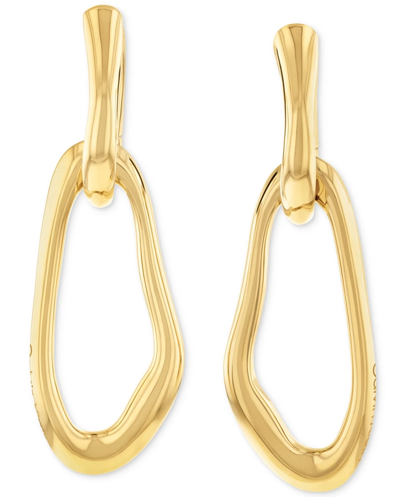 Calvin Klein Gold-Tone Stainless Steel Statement Link Charm Hoop Earrings