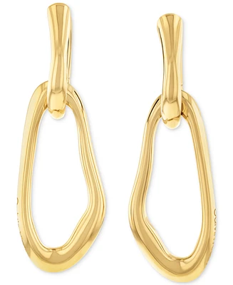Calvin Klein Gold-Tone Stainless Steel Statement Link Charm Hoop Earrings