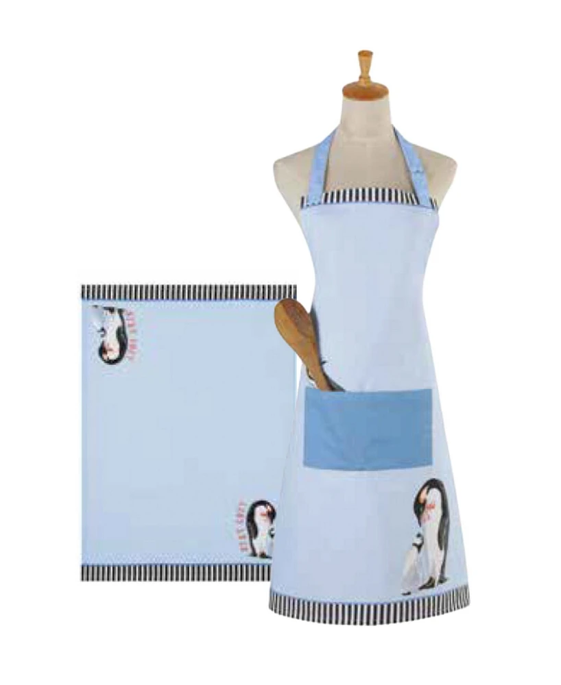 Yvonne Ellen Christmas Penguin Cotton Apron and Kitchen Towel Set
