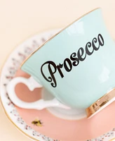 Yvonne Ellen Gin and Prosecco Teacup Saucer 4-Pc. Set, Service for 2