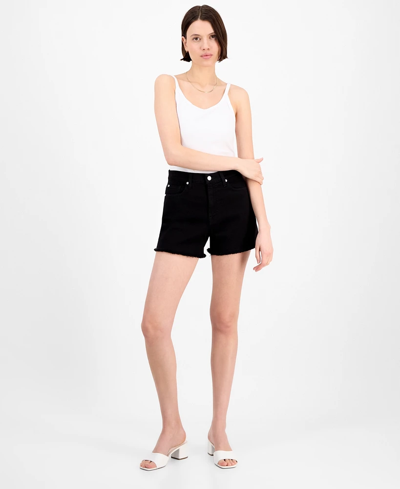 7 For All Mankind Women's High-Rise Frayed Denim Shorts