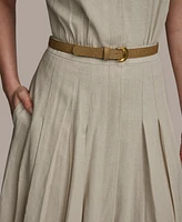 Donna Karan New York Women's Linen-Blend Belted Shirtdress