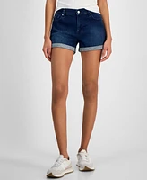 7 For All Mankind Women's Mid-Rise Cuffed Denim Shorts