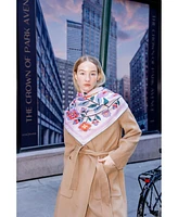 Jessie Zhao New York Double Sided Wool Silk Scarf Of Pink Garden