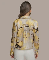 Donna Karan New York Women's Printed Drawstring Blouse