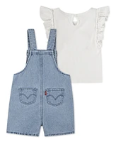 Levi's Toddler Girls 2-Pieces T-Shirt and Butterfly Crochet Shortalls Set