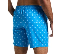Original Penguin Men's Slim Fit Logo Print Drawstring 7" Swim Trunks