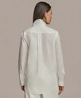 Donna Karan New York Women's Metallic Brushstroke Button Down Shirt