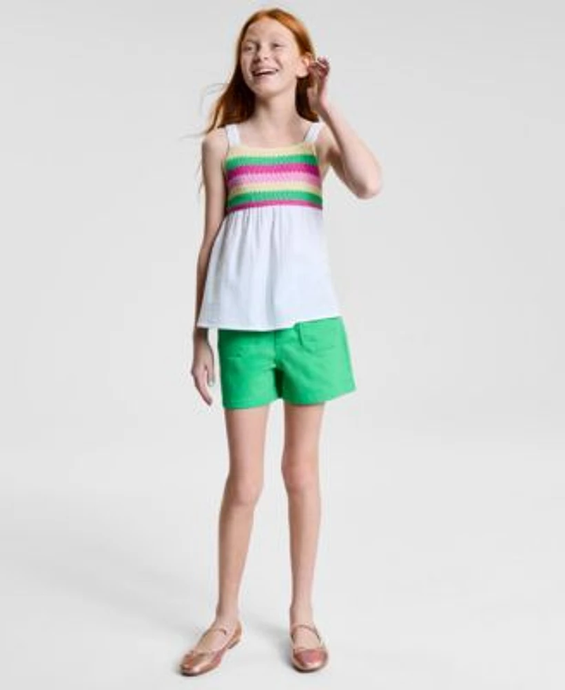 Epic Threads Little Big Girls Crochet Swing Tank Top Twill Patch Pocket Shorts Exclusively At Macys