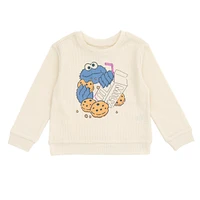 Sesame Street Little Boys Cookie Monster Waffle Knit Pullover Sweatshirt and Jogger Pants Outfit Set