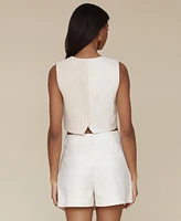 Avec Les Filles Women's Tailored Mixed-Media Vest