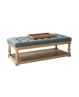Conelius Modern Tufted Rectangle Cocktail Ottoman with Storage Tray
