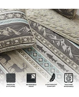 Linery & Co. Wildlife Stripe Microfiber Quilt Set With Shams