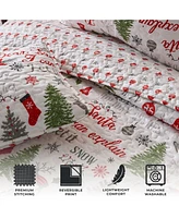 Linery & Co. Holiday Printed Microfiber Quilt Set With Shams