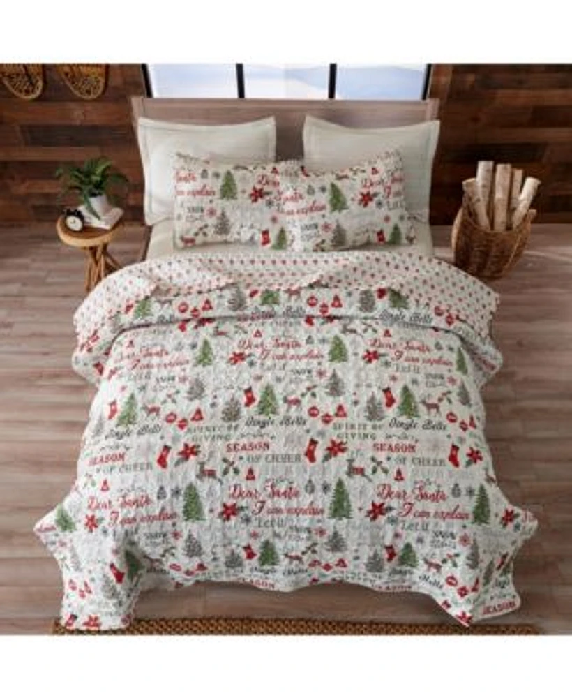 Linery Co. Holiday Printed Microfiber Quilt Set With Shams