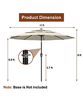 Mondawe 11 ft Solar Led Lighted 3-Tier Outdoor Patio Market Umbrella with Double Air Vent and Push Button Tilt