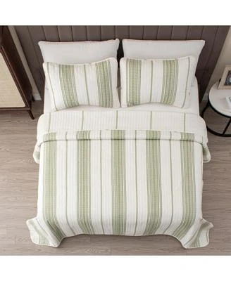 Linery Co. Farmhouse Stripe Microfiber Quilt Set With Shams
