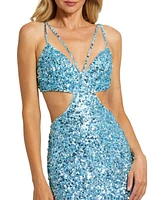 Mac Duggal Women's Thin Strap Cut Out Gown With Ombre Sequins