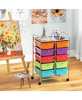 10-Drawer Rolling Storage Cart-Deep