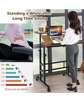 Mobile Standing up Desk Adjustable Computer Desk Tilting Workstation