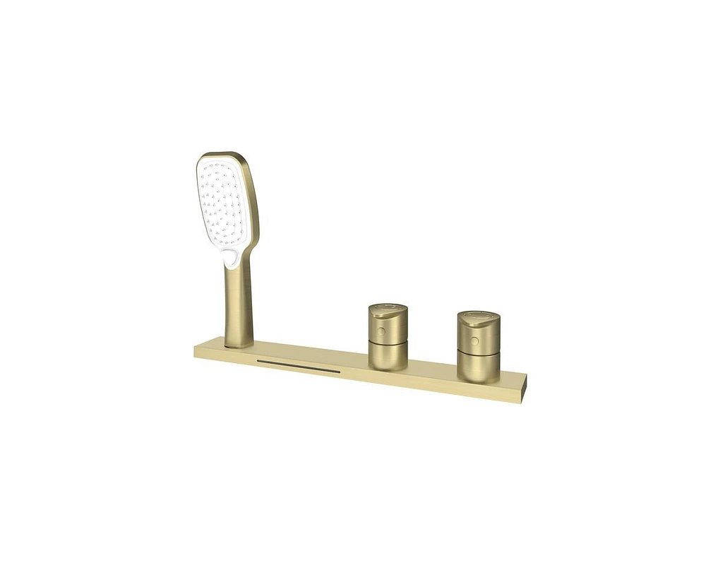 Casainc 2 Handles Deck Mounted Bathroom Tub Faucet Trim with Handshower