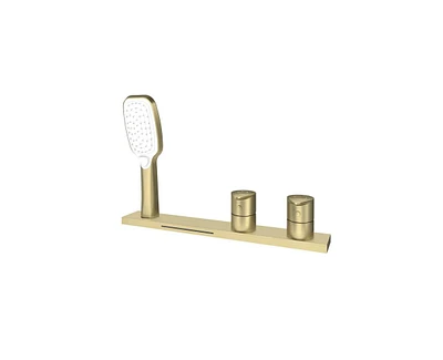 Casainc 2 Handles Deck Mounted Bathroom Tub Faucet Trim with Handshower
