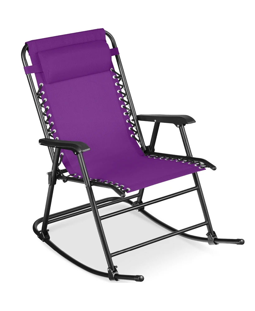 Best Choice Products Folding Outdoor Zero Gravity Rocking Lounge Chair w/ Headrest Pillow