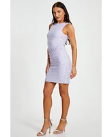 Quiz Women's Sequin Jersey Mini Dress with Ruched Strap