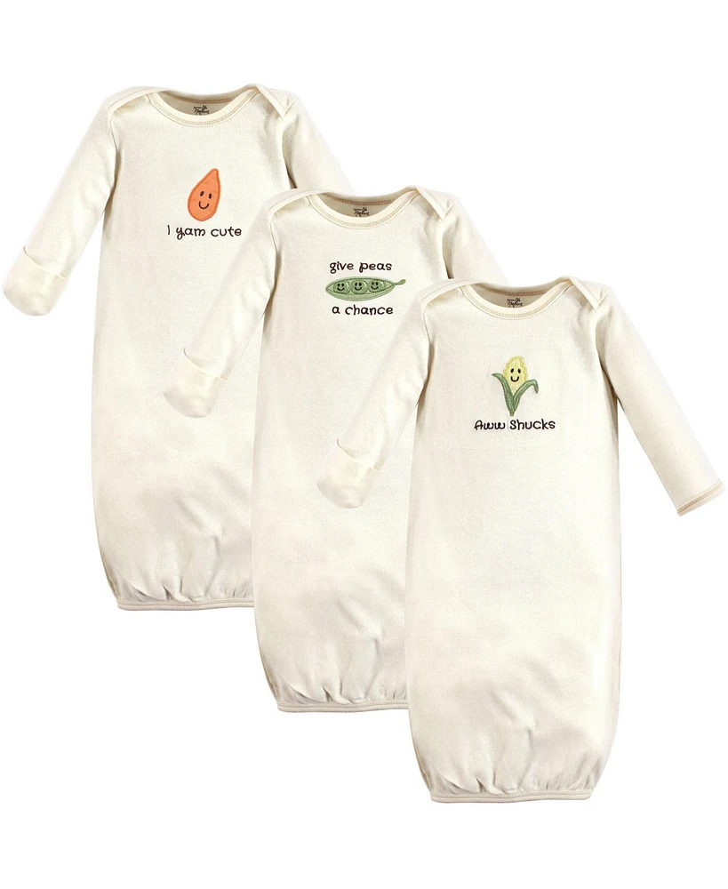 Touched by Nature Baby Boys Unisex Organic Cotton Gowns, Corn, Preemie/Newborn