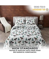 Linery & Co. Moose Evergreens Microfiber Quilt Set With Shams