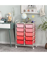 10-Drawer Rolling Storage Cart-Gradient