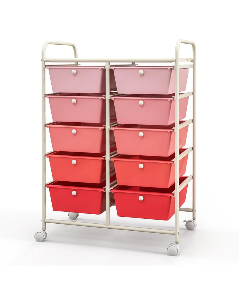 10-Drawer Rolling Storage Cart-Gradient
