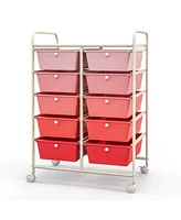 10-Drawer Rolling Storage Cart-Gradient