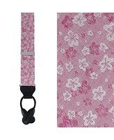 Trafalgar Men's Hanami Cherry Blossom Burst Linen Blend Novelty Button End Suspenders