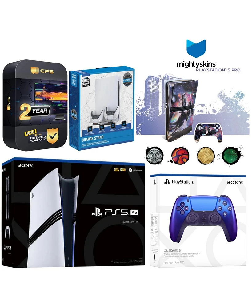 Sony PlayStation 5 Pro with Extra Controller, Charging Usb Hub and MightySkins Decal Voucher Plus 2 Year Cps Extended Warranty