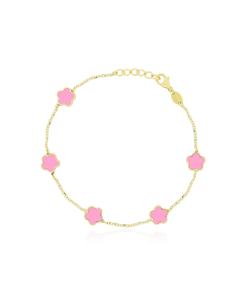 The Lovery Bubblegum Pink Flower Bracelet 14K Gold
